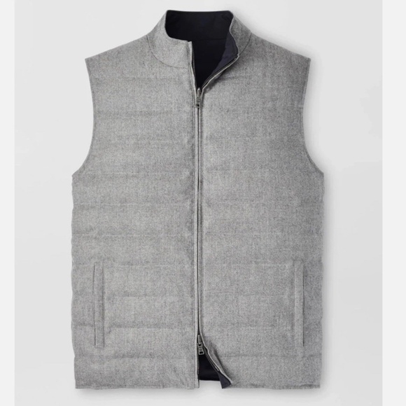 Peter Millar Gray Navy Whistler Reversible Vest Quilted Puffer NWOT M Full-Zip - Picture 1 of 16